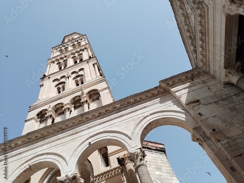 the cathedral diocletian palace split Croatia downtown medieval town streets and buildings highlights  photo