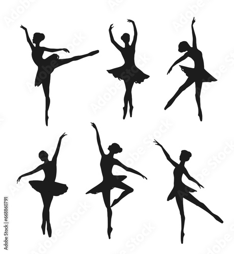 Ballerina, ballet, dancer, vector silhouette