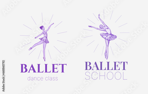 Ballerina, ballet, dancer, vector illustration. Logo design