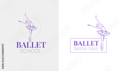 Ballerina, ballet, dancer, vector illustration. Logo design