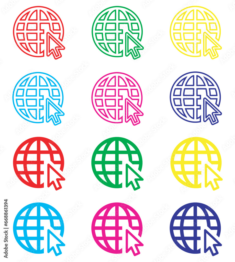 Internet icon vector. Website icon sign symbol in trendy flat style. Set elements in colored icons. Go to web vector icon illustration isolated on white background Internet icon vector. Website icon sign symbol in trendy flat style. Set elements in colored icons. Go to web vector icon illustration isolated on white background