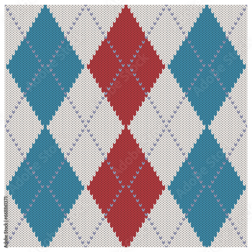 Knitted plaid fabric pattern seamless vector design.