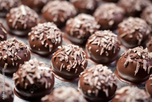 extreme close-up of cooling chocolate covered nuts