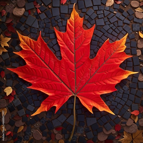 red maple tree leaf on a brick floor