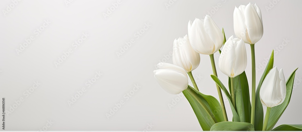 White tulip named Annelinde - obrazy, fototapety, plakaty 
