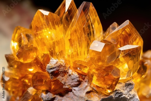 close-up of citrine cluster with natural light photo