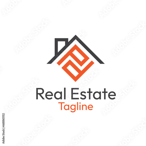 Letter PD with simple home icon logo design, creative logo design for mortgage real estate