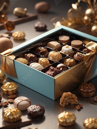 Variety flavored chocolates in a gift box