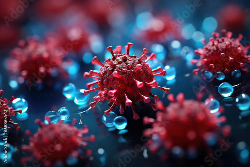 Coronavirus Covid-19 outbreak and coronaviruses influenza background as dangerous flu. Generative Ai. © Sebastian