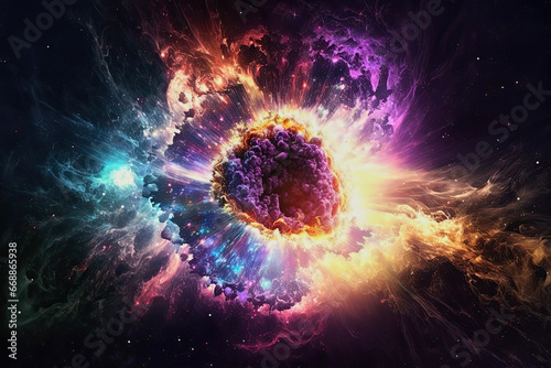 fantasy illustration of a colorful big bang of the universe © Claudia Nass