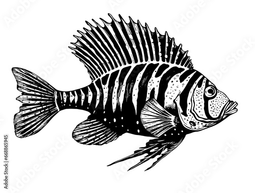 Fish Sea under Water Depth Manta Ray Tattoo Print Stamp
