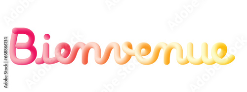 Bienvenue text writing, French language for Welcome. Fluid design and colorful.