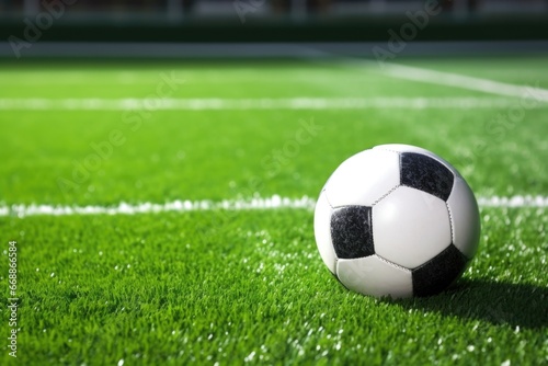 a soccer ball on a green pitch with white lines © Alfazet Chronicles