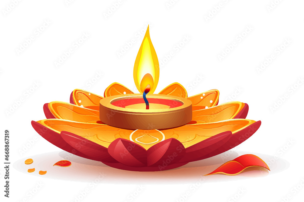 beautiful colorful Diwali Diya lamp for Diwali festival in vector for postcard