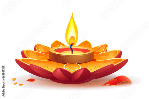 Obraz na płótnie beautiful colorful Diwali Diya lamp for Diwali festival in vector for postcard w salonie