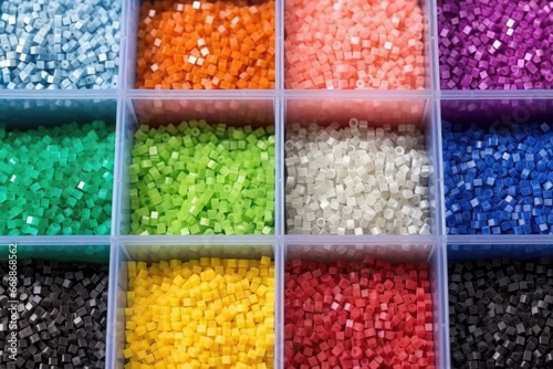overview of a colorful bead storage box