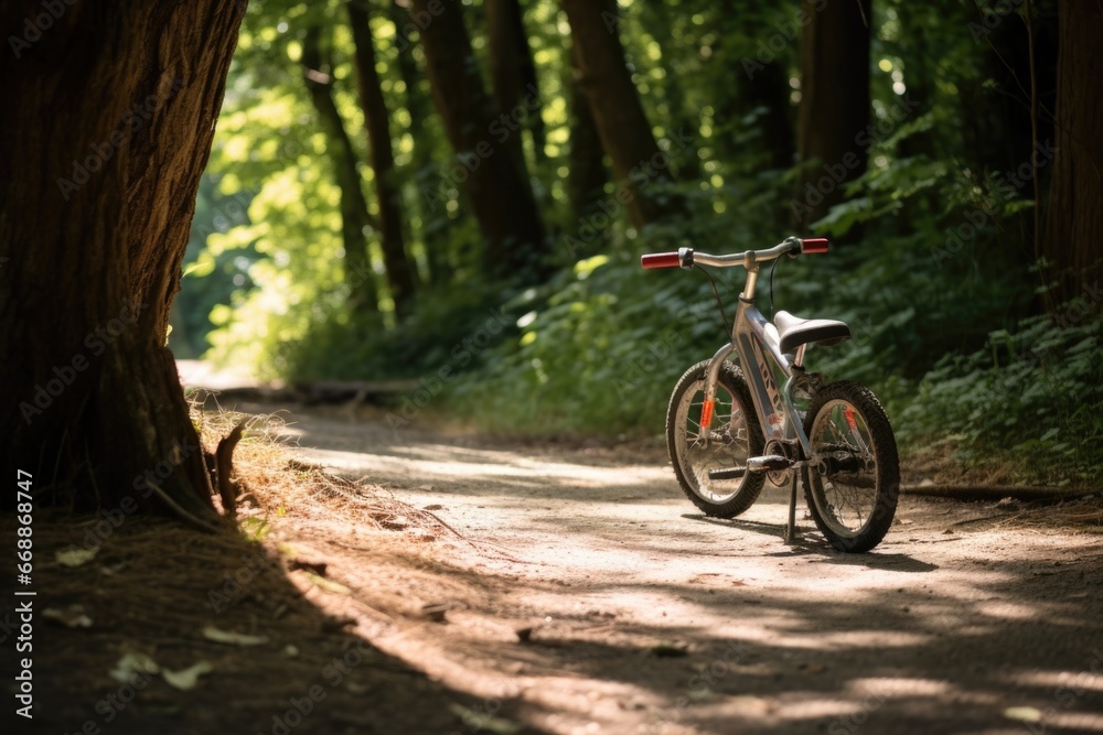 kid胢s bicycle on a nature trail