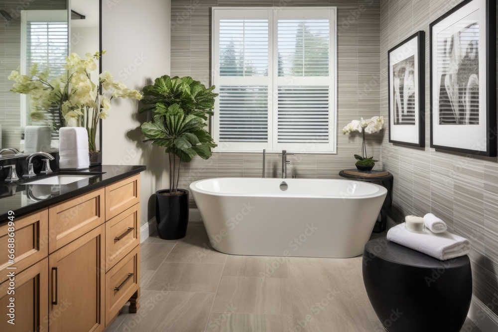 spa-like master bathroom with a soaking tub spa-like master bathroom with a soaking tub