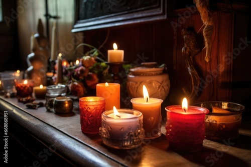 fragrant candles lit in different corners of a house