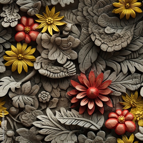 Kwiecista płaskorzeźba