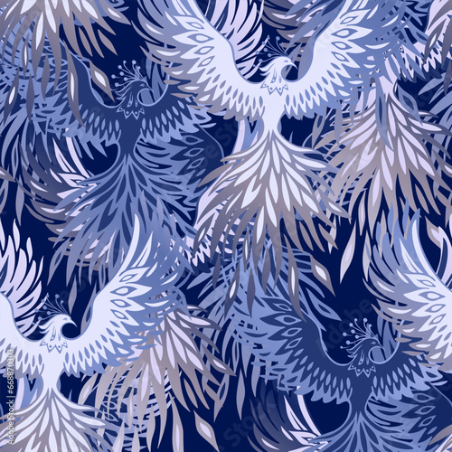 Vector seamless texture with ice pris. Blue vintage pattern