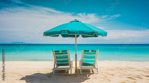 Umbrella and chair on the beautiful tropical beach