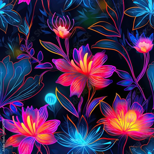Kolorowe kwiaty nocą