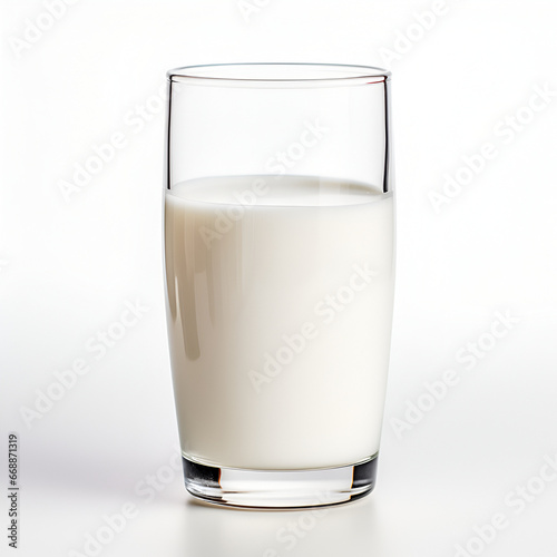 a glass of milk on a white background with a shadow. one whole glass with a drink.