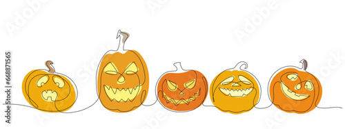 Vector color clip art of simplistic pumpkins for Halloween