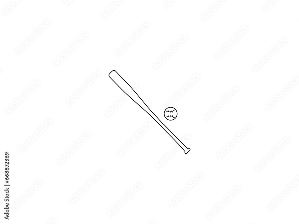 Obraz premium Baseball Bat and Ball Outline Icon on white background