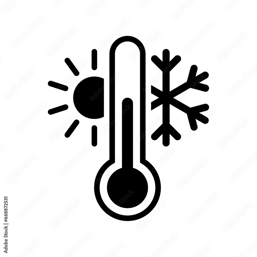 Thermometer with sun and snowflake icon Thermometer with sun and snowflake icon