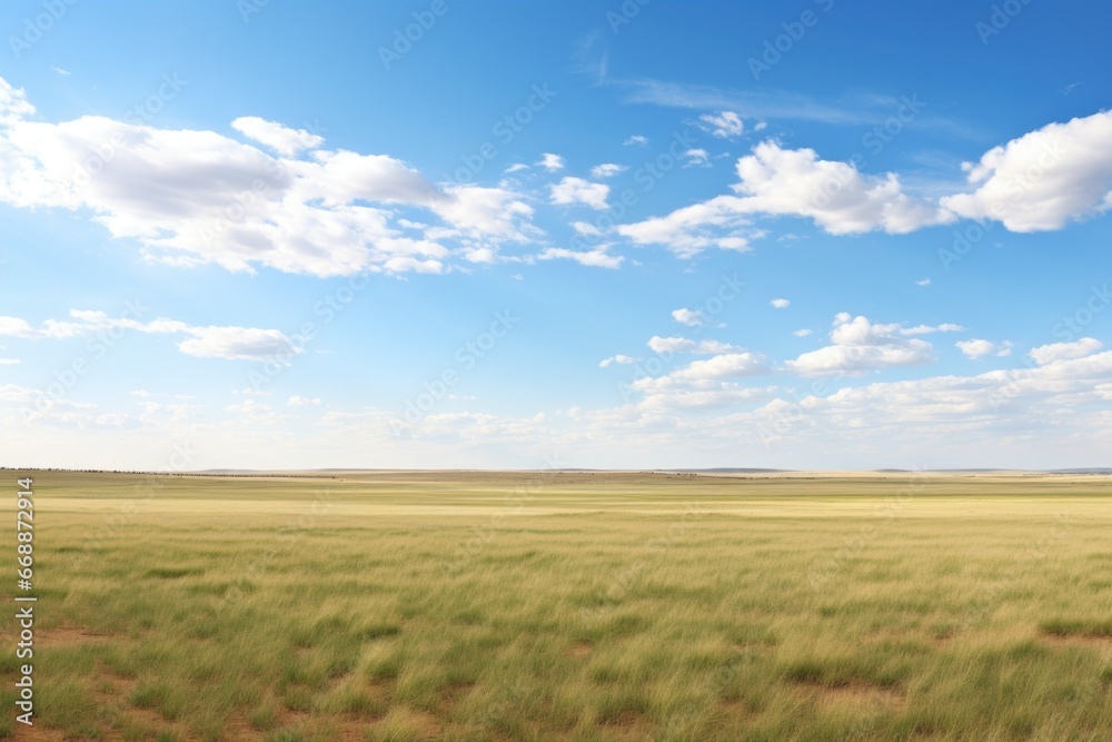 a panoramic view of an expansive, open grassland