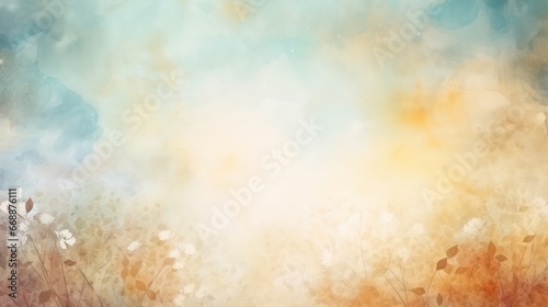 Watercolor background in shades of blue and orange, ideal for classic and vintage banners, posters, and advertising media.