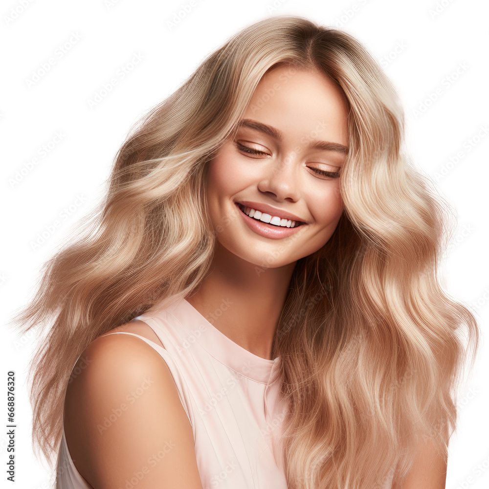 Portrait of a young Caucasian woman with long blonde hair, transparent background (PNG) Portrait of a young Caucasian woman with long blonde hair, transparent background (PNG)