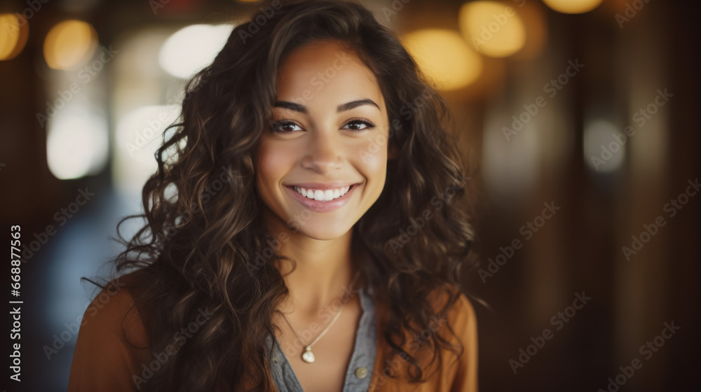Portrait of beautiful smiling woman looking at camera Portrait of beautiful smiling woman looking at camera