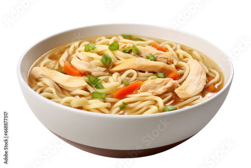 A Bowl of Comforting Chicken Noodle Soup on transparent background.