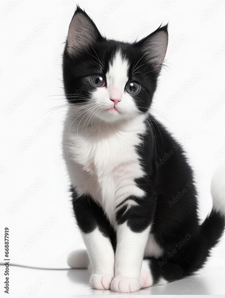 cute black and white kitten photo