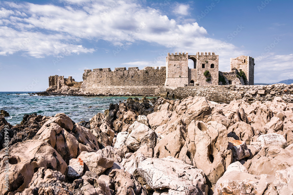 View of the Venetian fort castle at Methoni