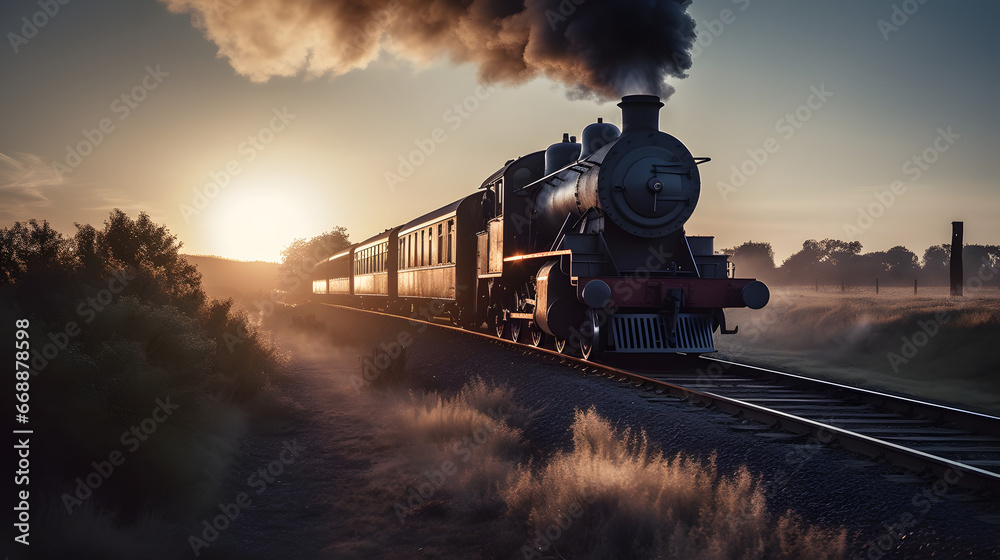 Steam train in the morning