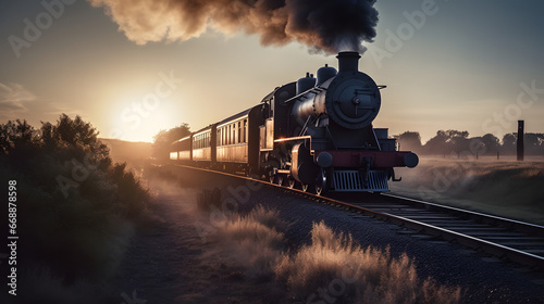 Steam train in the morning