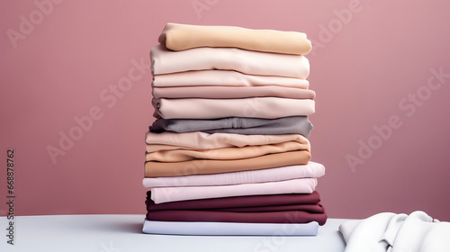 Pile of folded pastel fabrics showcasing various textures.