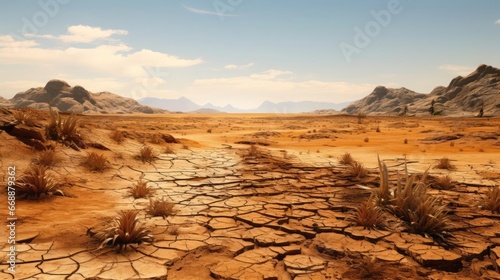 Desert with cracked earth