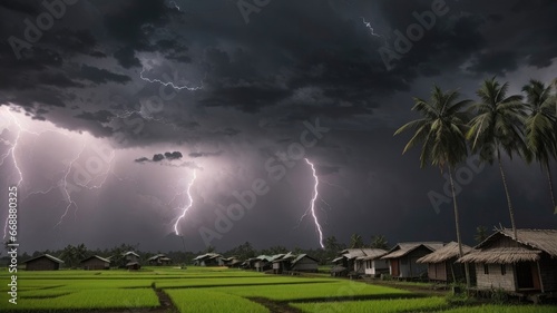 storm lightning in the mountains village photo  © ahmudz