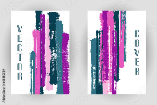 Couple of cover pages with vertical paintbrush stripes pattern.