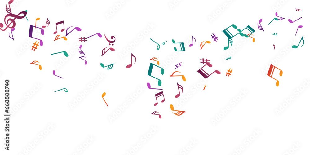 Musical notes flying vector backdrop. Audio Musical notes flying vector backdrop. Audio