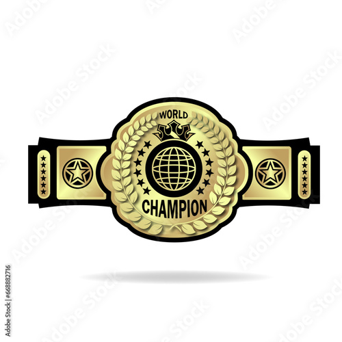 boxing championship belt with letters WORLD CHAMPION