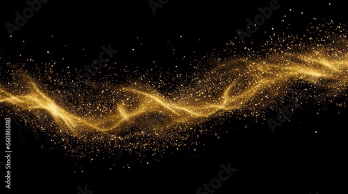 a gold glitter swirls on a black background