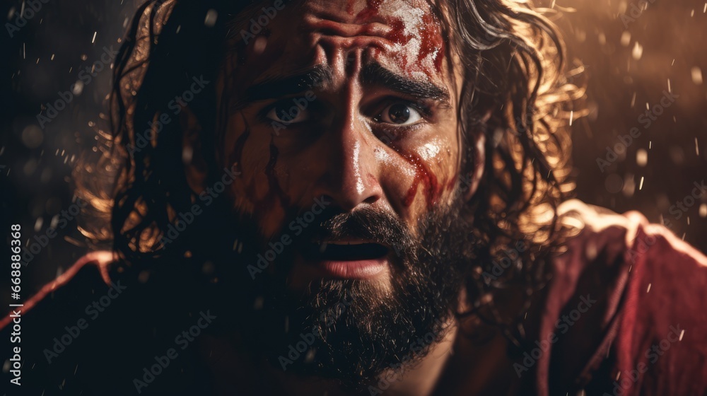 a man with blood on his face
