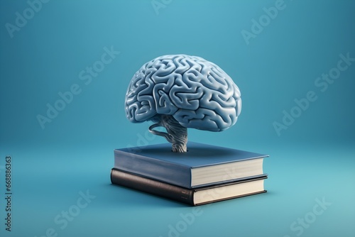 a book with a brain on top of it
