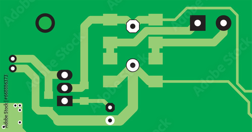 Tracing the conductors of the printed circuit board
of an electronic device. Vector engineering 
drawing of a pcb. Electric background.